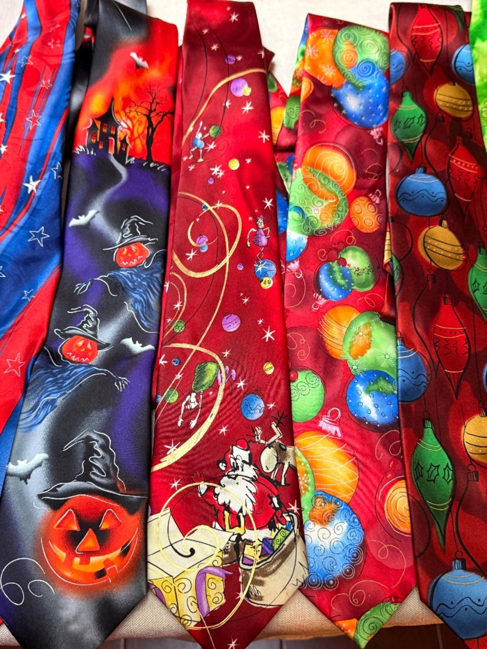 Jerry J Garcia Tie Holiday Tie Collection of 6 Christmas Halloween St Patrick